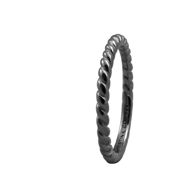 Christina Collect - ROPE ring i sort sølv**
