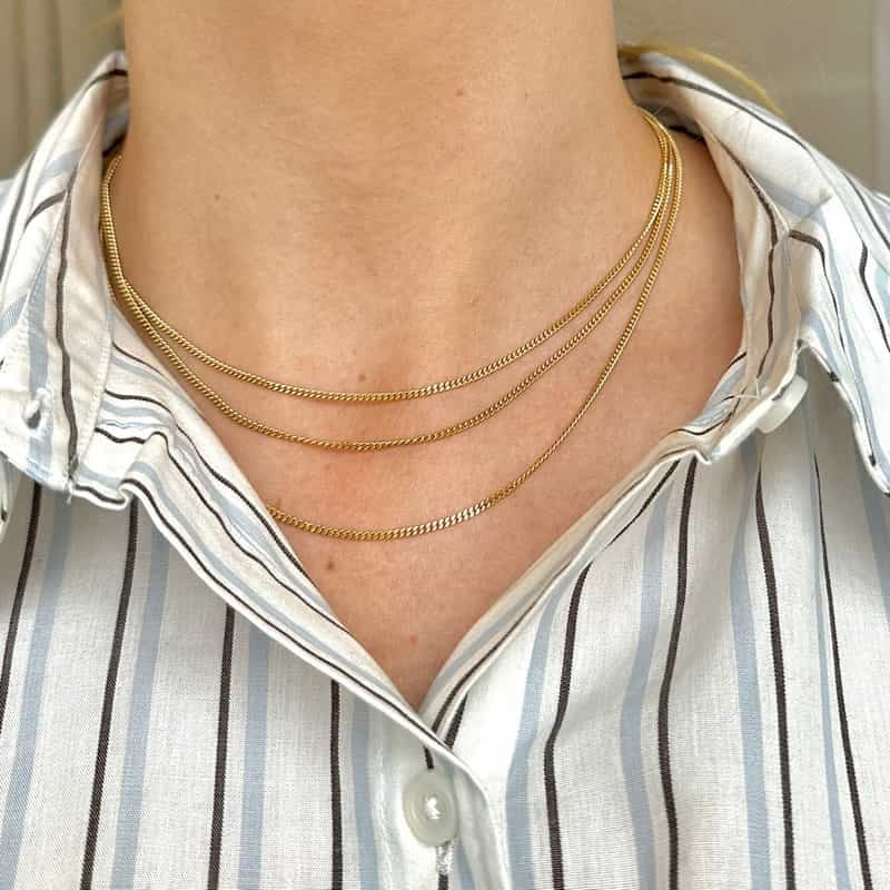 Panser Facet Halskæde i 14kt. guld 0,55 bred 40+42+45 cm