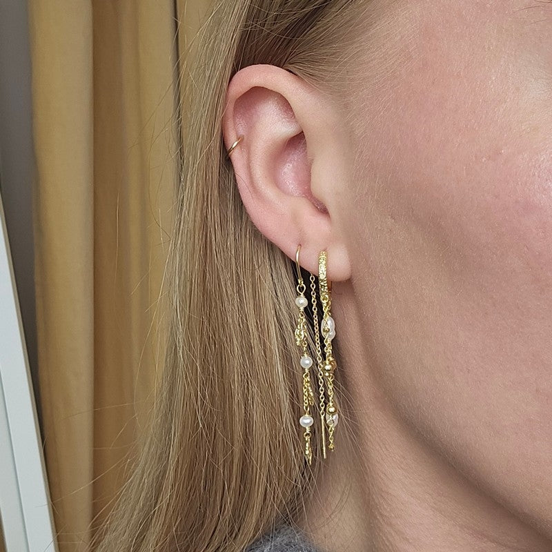 Aqua Dulce - Lunella Pearl Hoop i forgyldt sterlingsølv