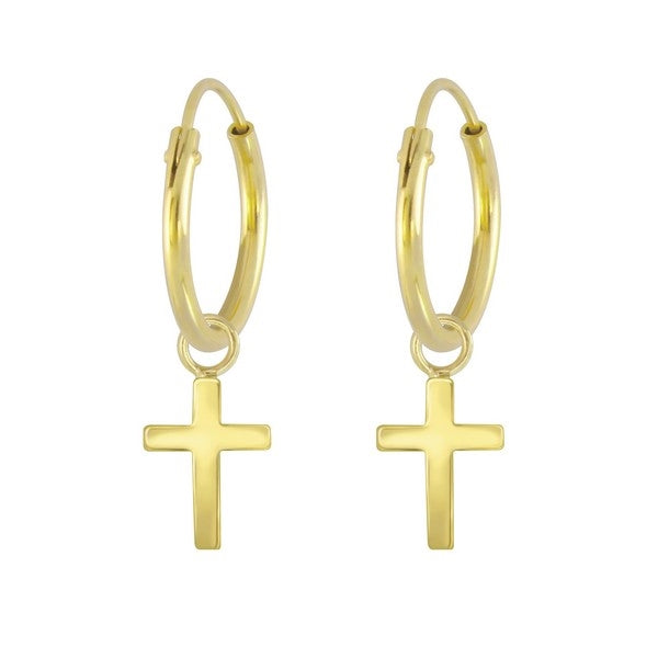 ByBirch - Hoops i forgyldt m. kors BB-038G