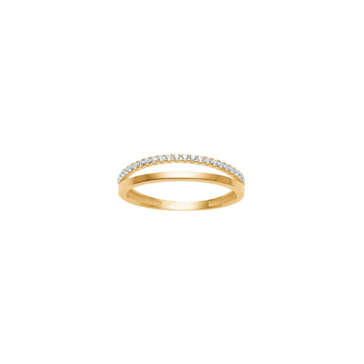 Siersbøl guld ring i 8 karat med dobbelt ringskinne og klare zirkonia sten