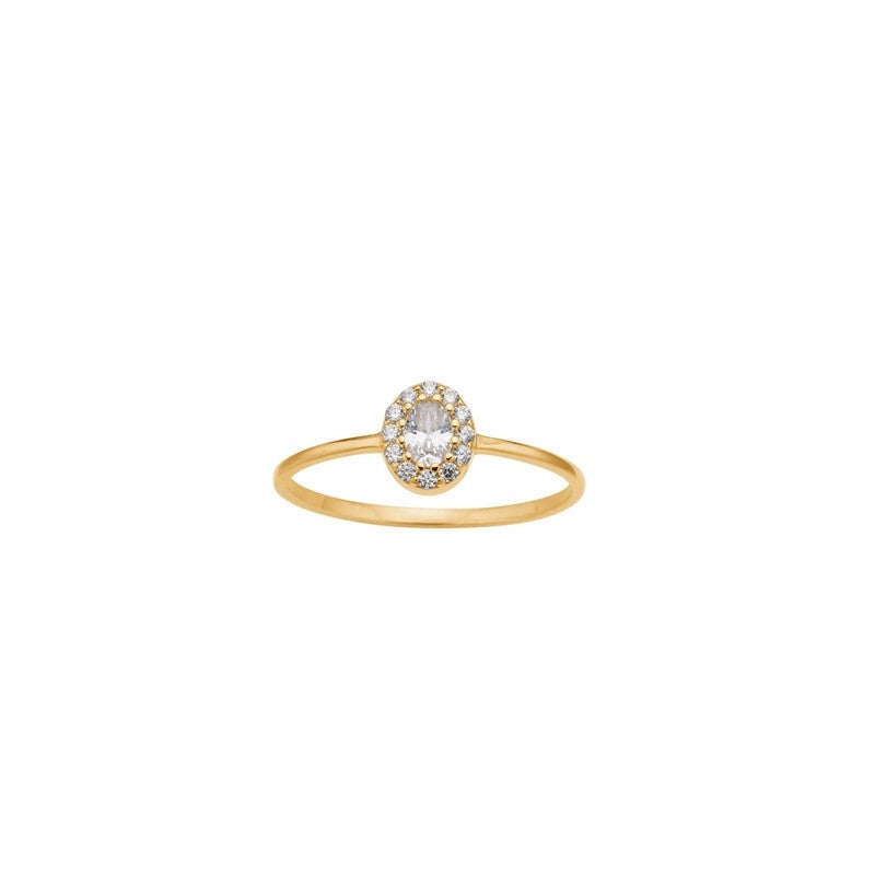 Siersbøl - 8 kt. Guldring oval med zirkonia