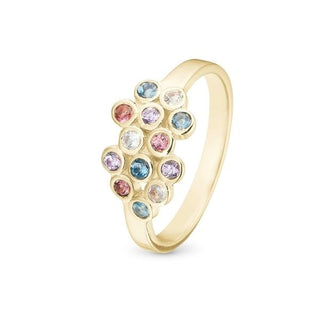 Christina Jewelry & Watches COLORFUL CHAMPAGNE ring i forgyldt sølv med funklende champagnetonede zirkonia-sten