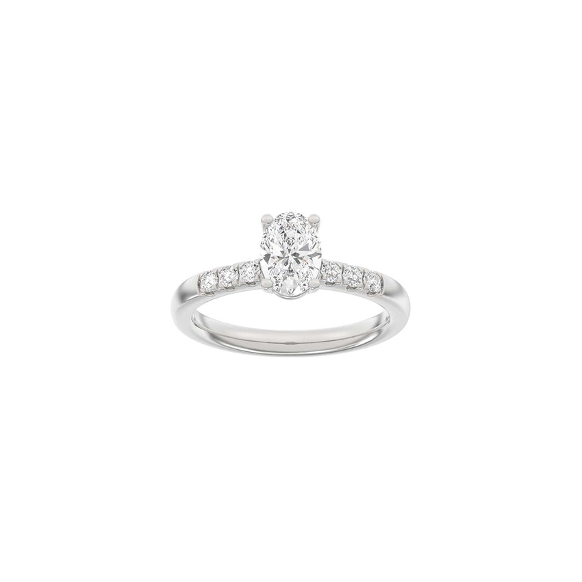 LUXURY Classic oval 14kt hvidguldsring med 1,2ct lab-grown diamanter fra Siersbøl Luxury