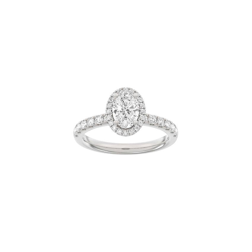Luxury Halo oval ring i 14 kt hvidguld med 1,52 ct lab-grown diamanter fra Siersbøl