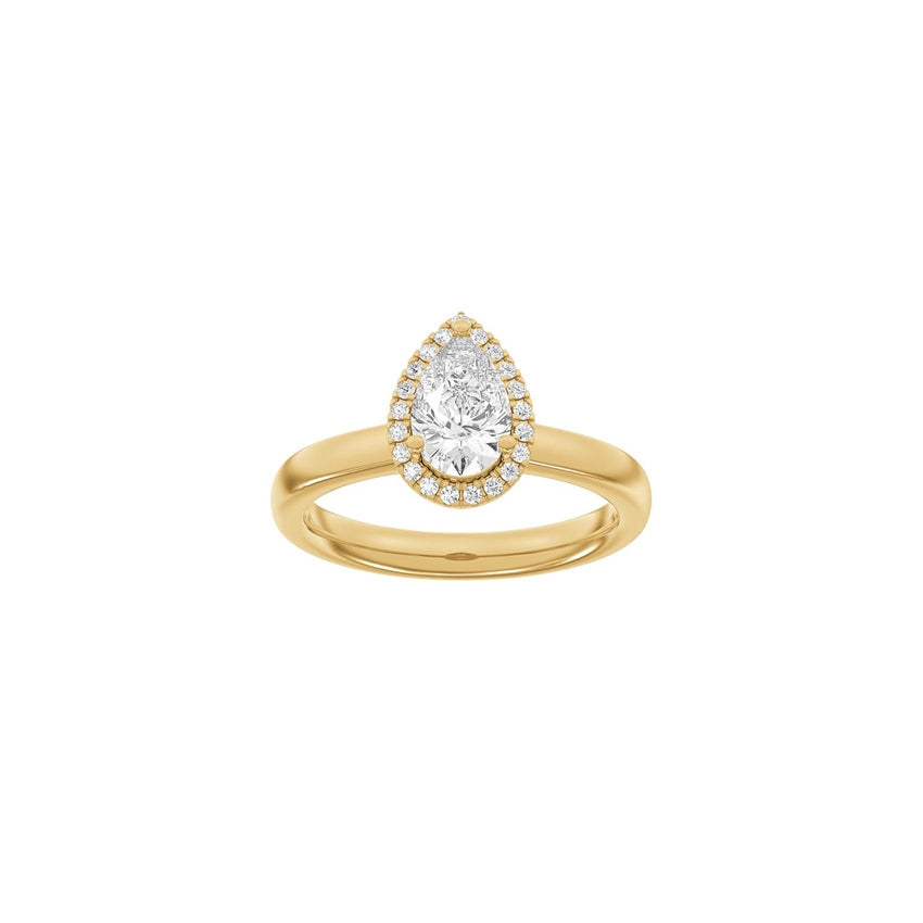 Luxury Halo dråbe ring i 14 kt rødguld med 1,12 ct lab-grown diamanter fra Siersbøl