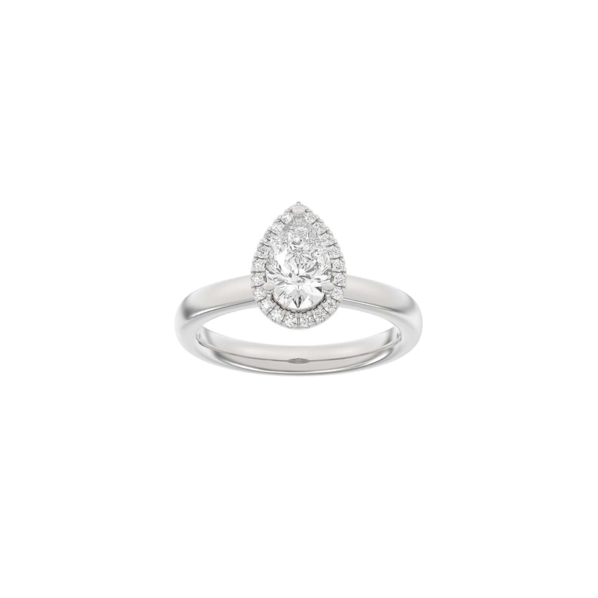 Siersbøl Luxury Halo dråbeformet ring i 14 kt hvidguld med 1,12 ct lab-grown diamanter