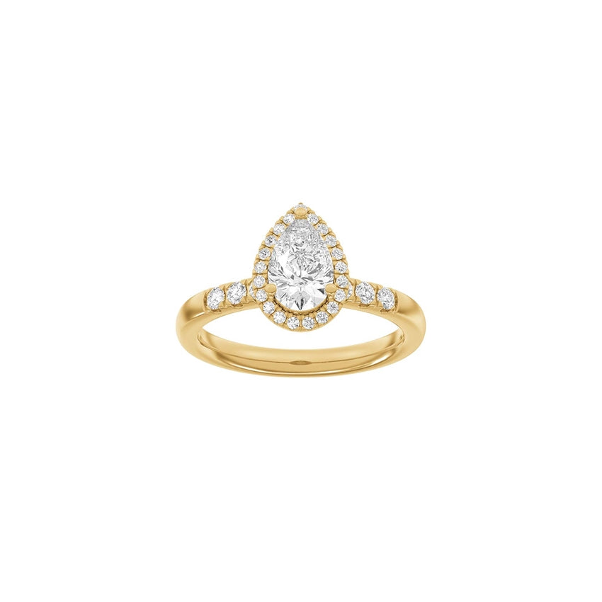 LUXURY Halo dråbeformet ring i 14kt rødguld med 1,32ct lab-grown diamanter fra Siersbøl Luxury
