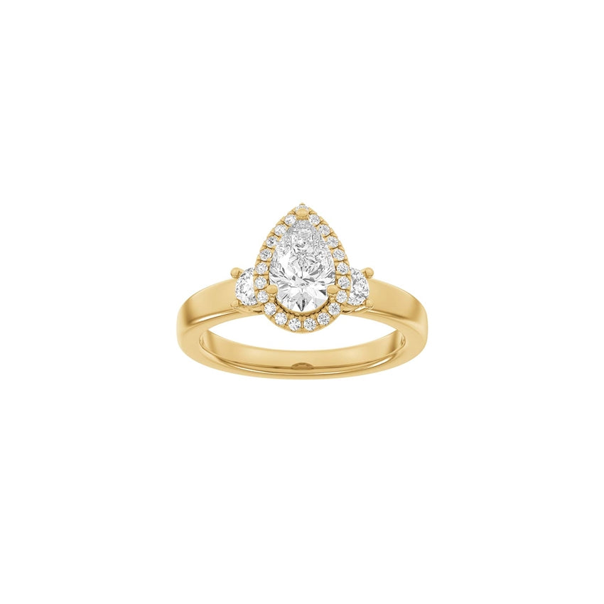 Dråbeformet halo-ring i 14kt rødguld med 1,45ct lab-grown diamanter fra Siersbøl Luxury