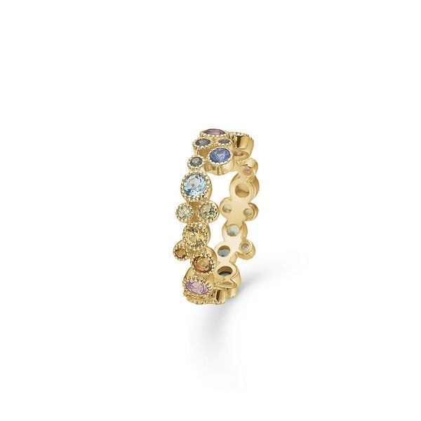 Luxury rainbow ring i 14 karat guld m. ægte sten fra Mads Z