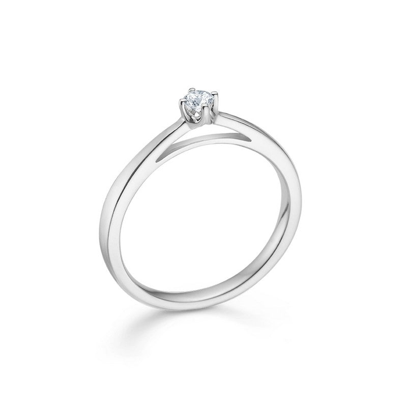 CROWN ring i 14 kt. hvidguld m. diamant (0,04ct.-0,50ct.)