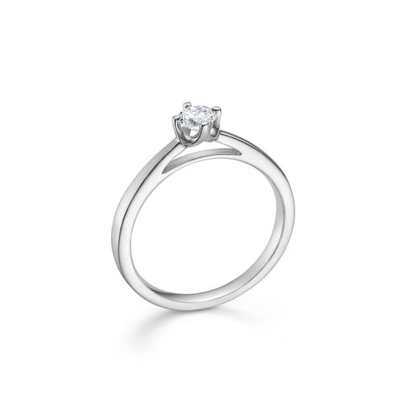 CROWN ring i 14 kt. hvidguld m. diamant (0,04ct.-0,50ct.)
