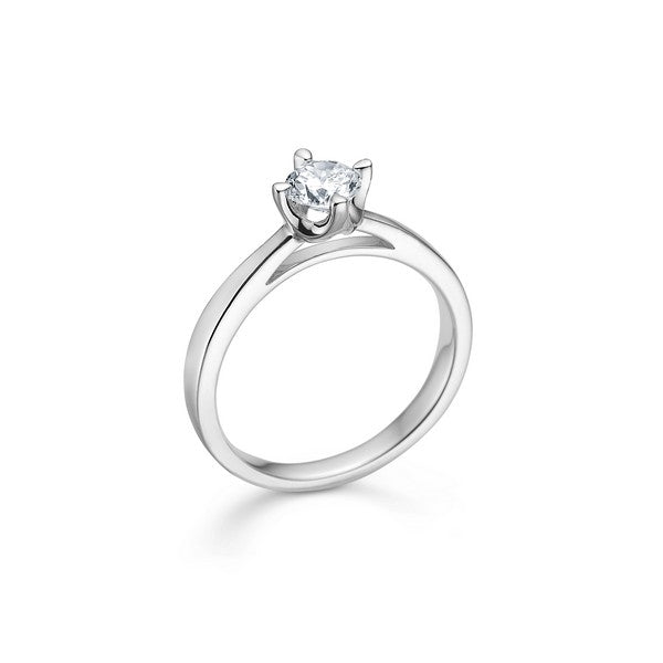 CROWN ring i 14 kt. hvidguld m. diamant (0,04ct.-0,50ct.)