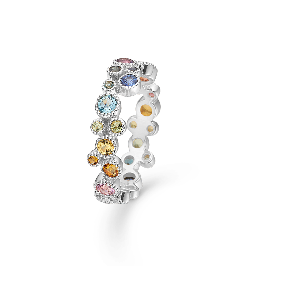 Mads Z Luxury Rainbow ring i 14 kt hvidguld med ægte sten, detalje