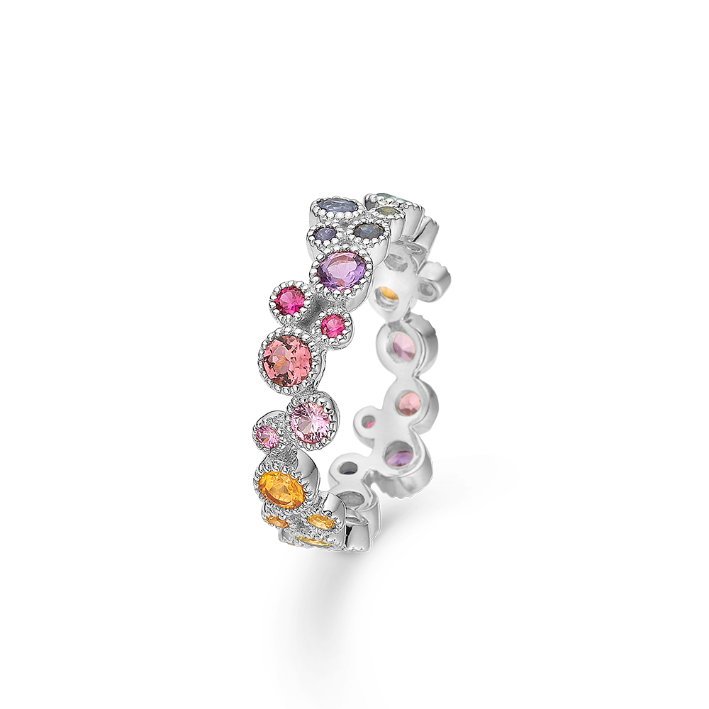 Mads Z Luxury Rainbow ring i 14 kt hvidguld med ægte sten