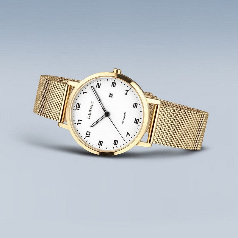 Bering Titanium dameur i guld og poleret mesh 18634-334 2