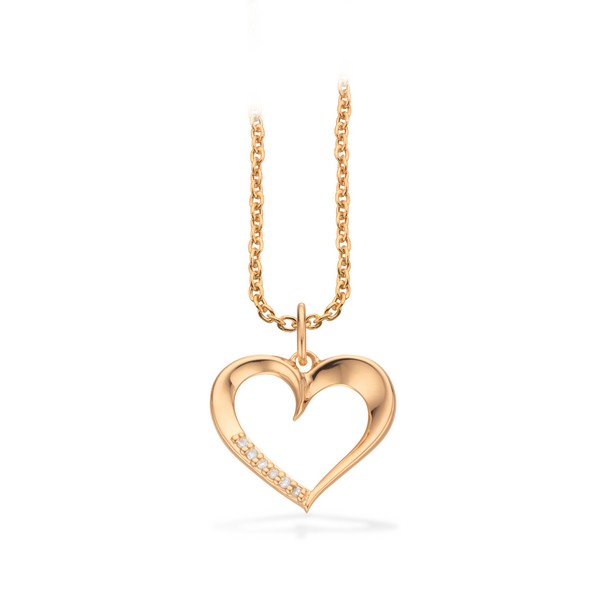 Scrouples hjerte vedhæng i 8 kt. guld med diamant, incl. sølvkæde