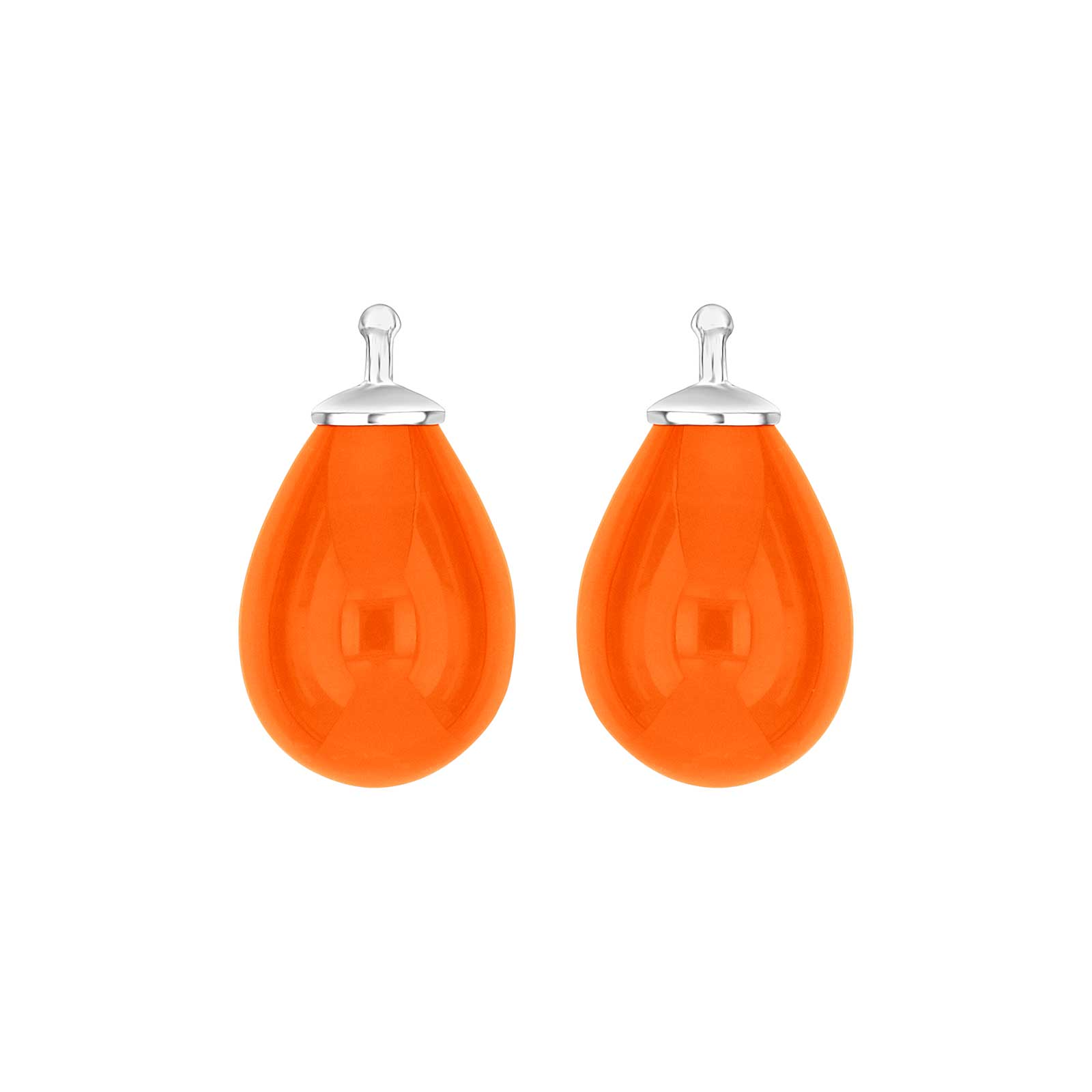 Heide Heinzendorff Bøhmisk kvartsglasdråbe øreringe i sølv med klar orange kvarts målende 11x16 mm.