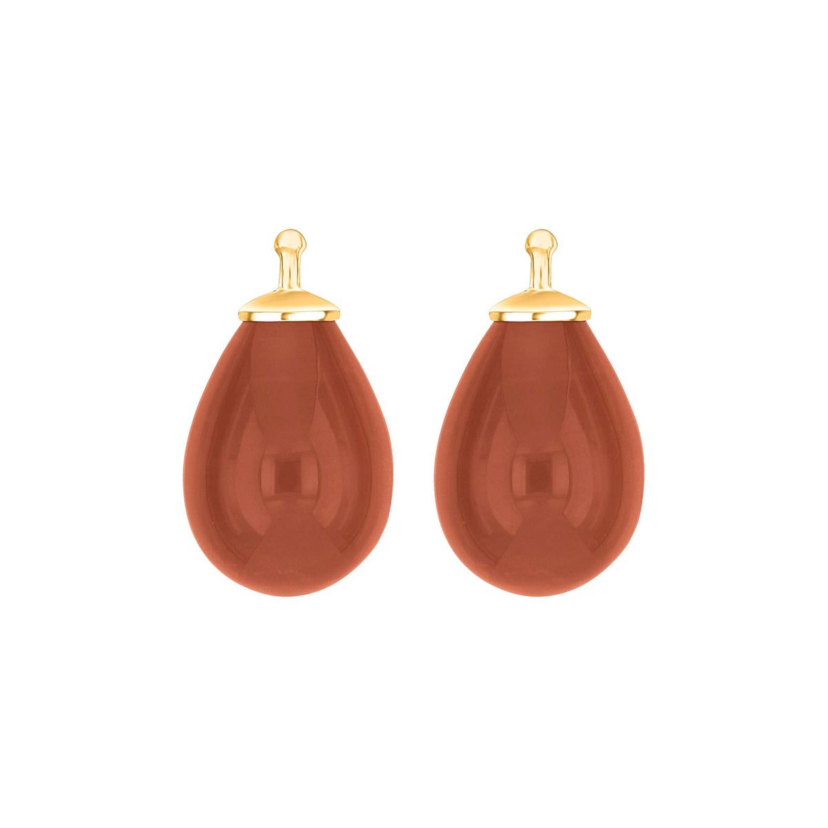 Heide Heinzendorff Bøhmisk kvartsglas dråbe øreringe i forgyldt sølv med 11x16 mm kvarts i terracotta.
