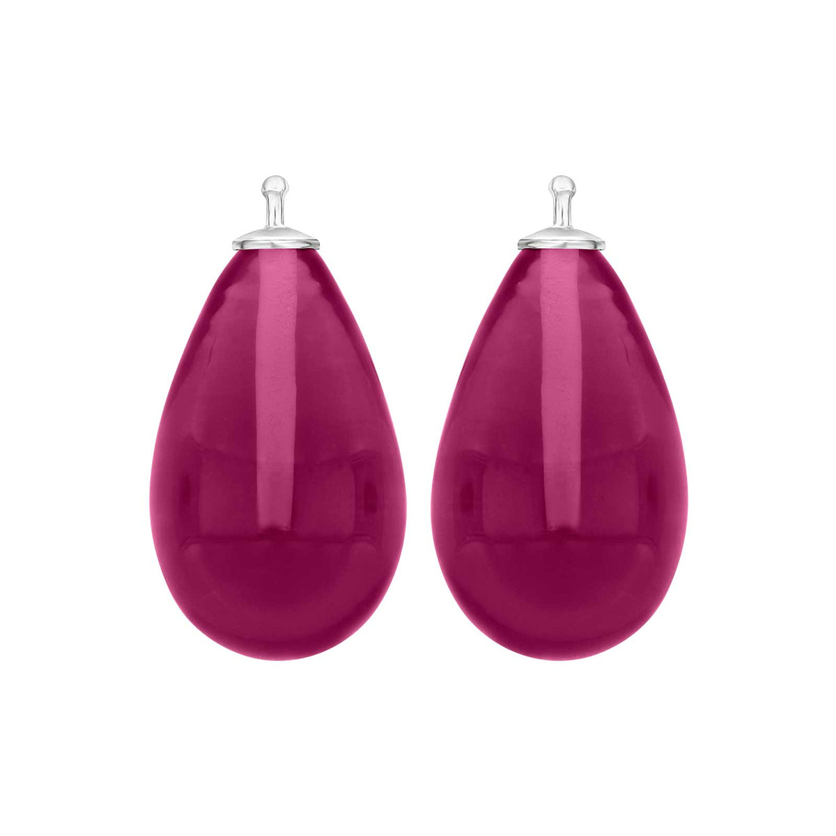Heide Heinzendorff bøhmisk kvartsglas dråbe øreringe og system-vedhæng i sølv med pink kvarts.