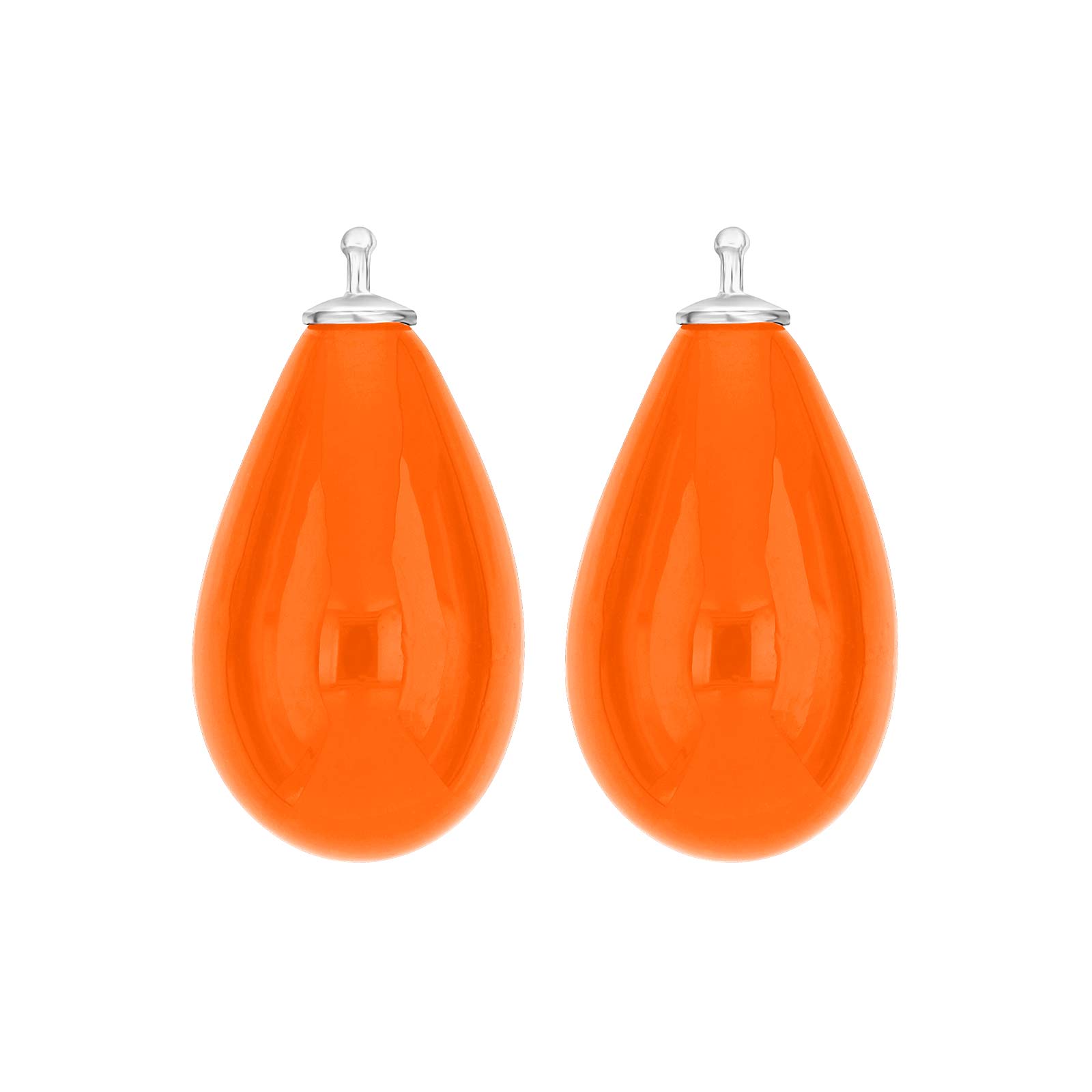 Heide Heinzendorff Bøhmisk kvartsglas dråbe øreringe vedhæng i sølv med orange kvarts.