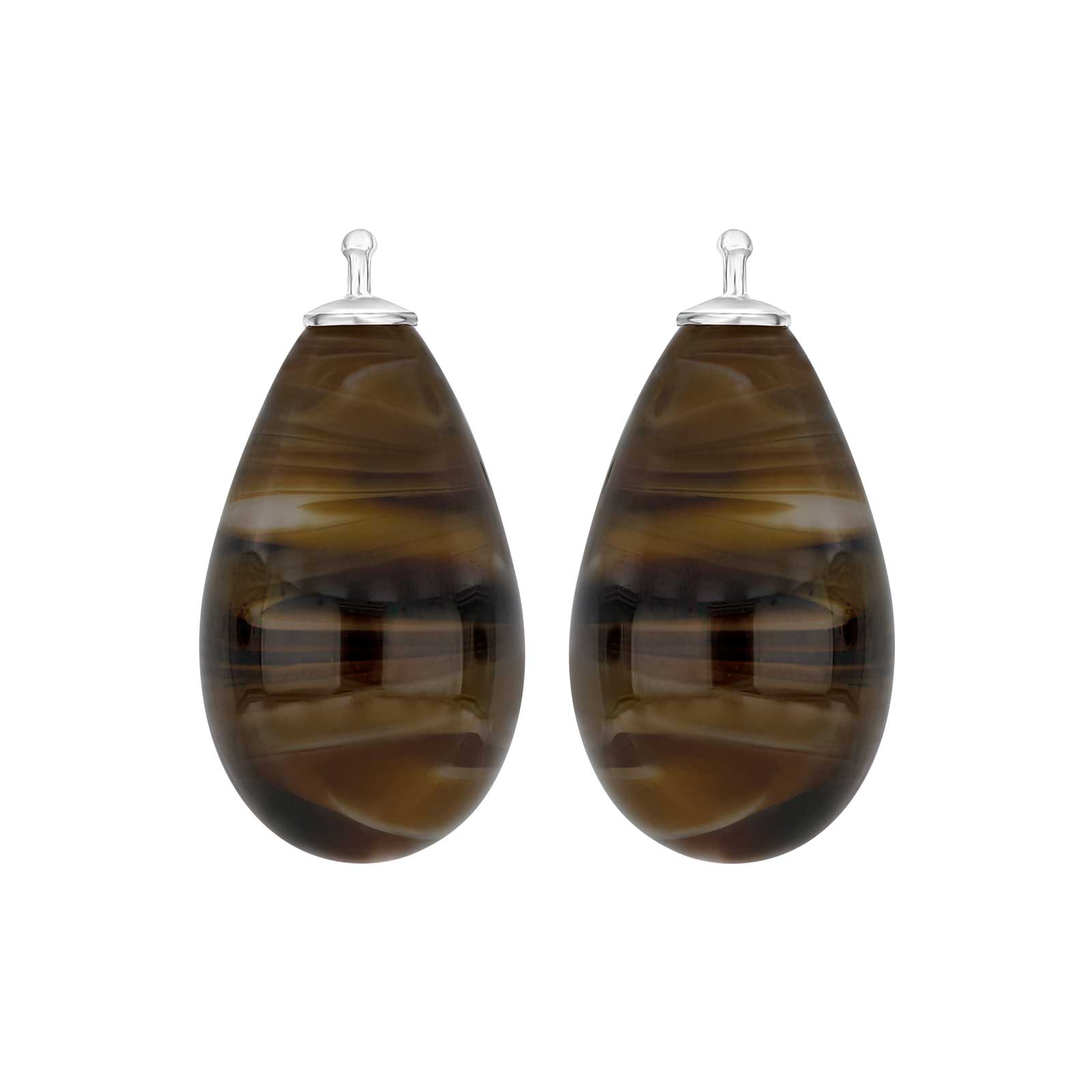 Heide Heinzendorff Bøhmisk kvartsglas dråbeøreringe i sølv med røgfarvet kvarts 12x24 mm.