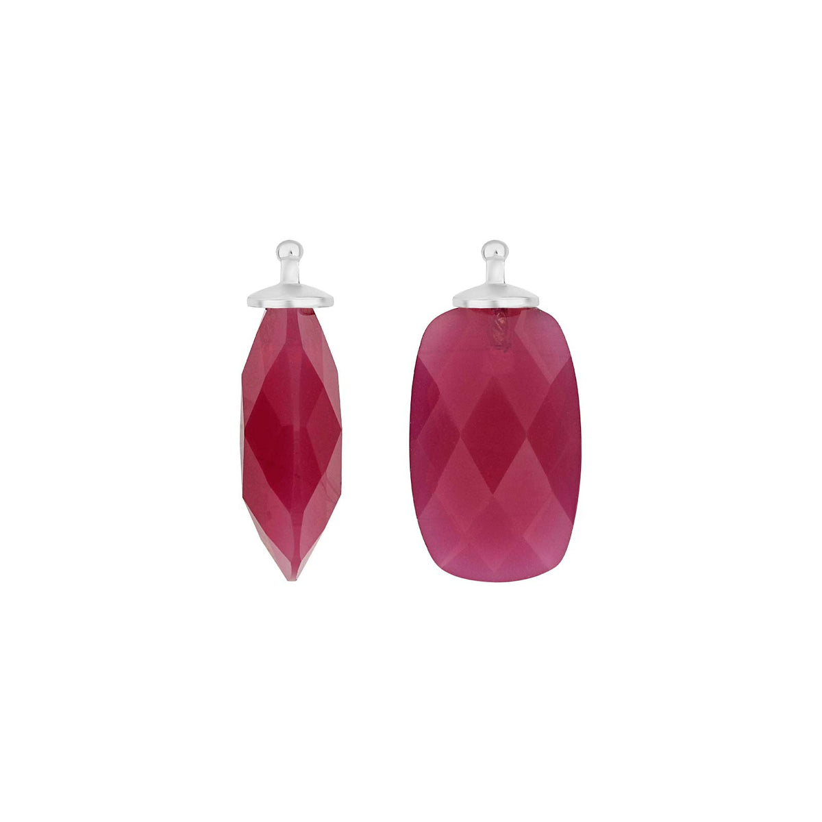 Heide Heinzendorff system-vedhæng i rhodineret sølv med facetteret pink kvartsglas i en elegant, aflang form.