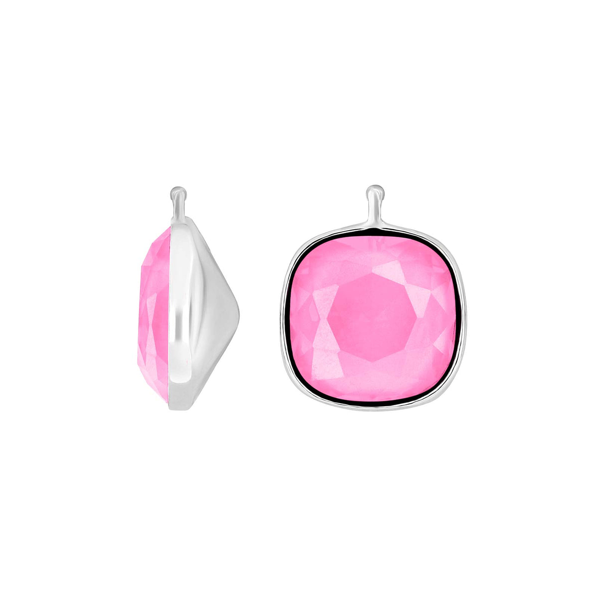 Heide Heinzendorff facetterede kvartsglasvedhæng i rhodineret sølv med rosa kvarts på 14 mm til øreringe.