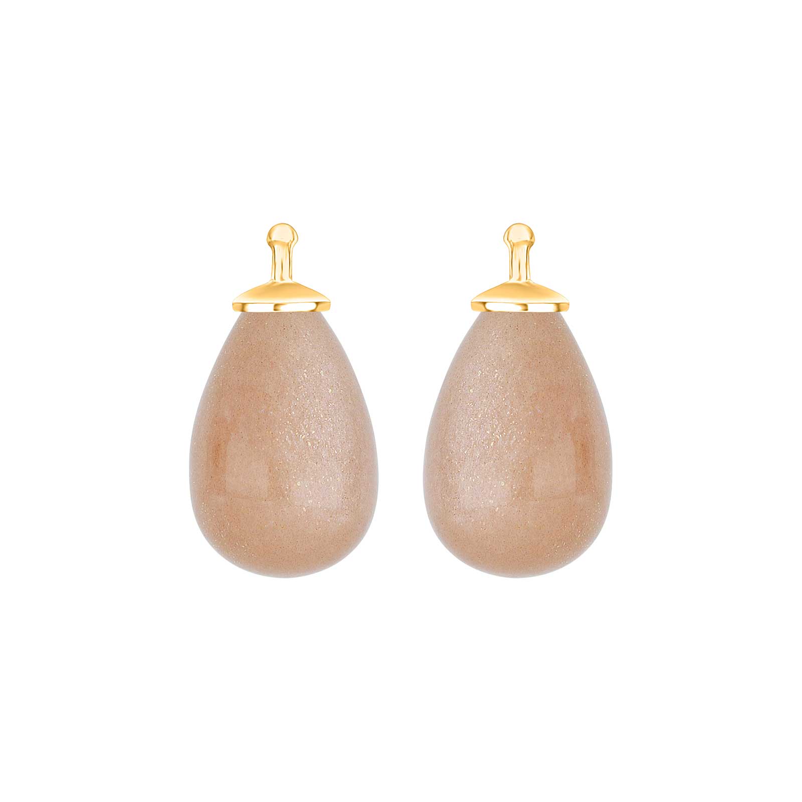 Heide Heinzendorff orange månesten dråbevedhæng i 8 kt guld med månesten 11x16 mm