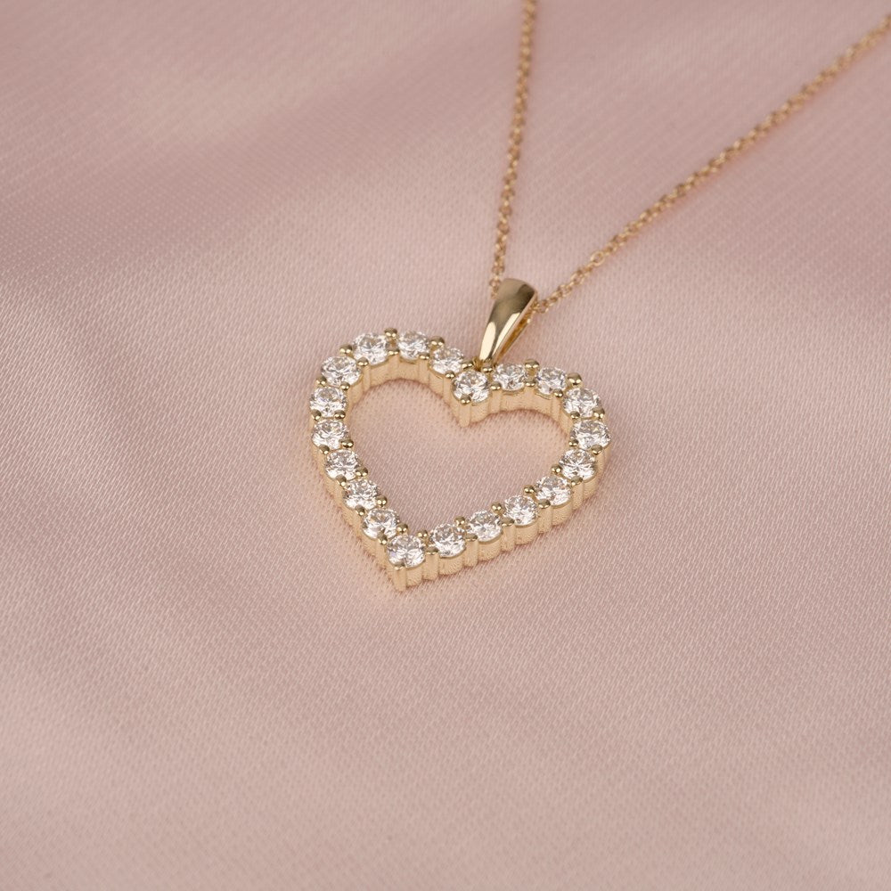 Siersbøl LUXURY hjertehalskæde i guld med lab grown diamant, detalje