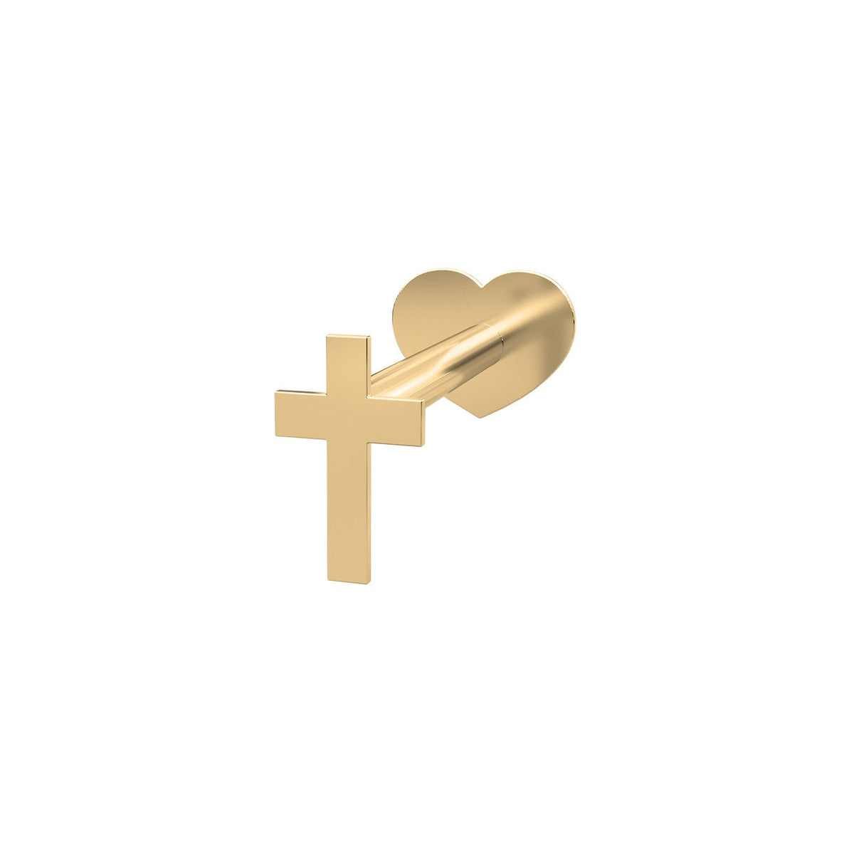 Nordahl Andersen labret-piercing med kors i 14 kt. guld, diskret og minimalistisk design
