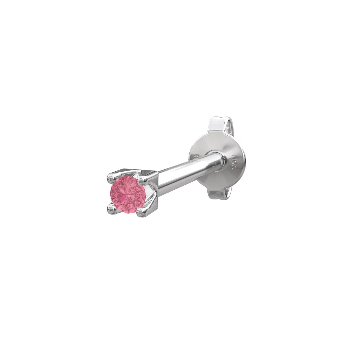 Nordahl Andersen ørestik i sølv med pink topaz, diskret piercing smykke med sommerfuglelås