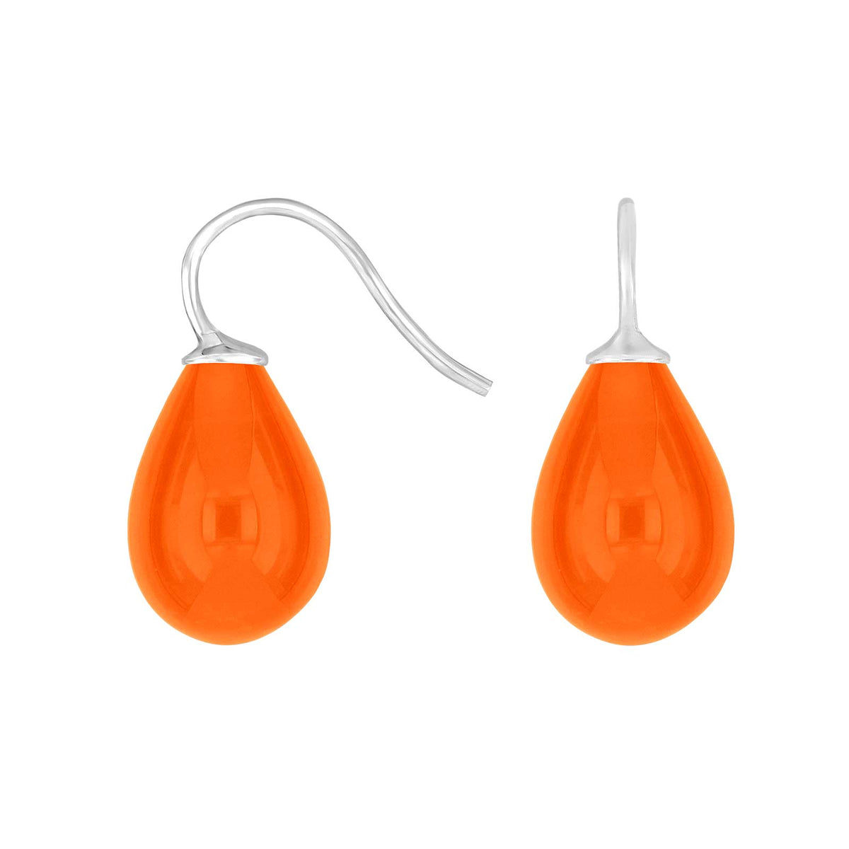 Heide Heinzendorff øreringe i sølv med dråbeformede orange kvarts sten på 16x11 mm.