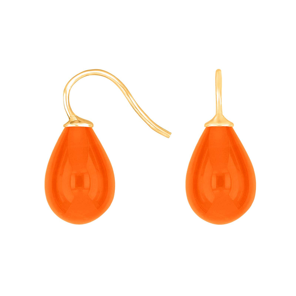 Heide Heinzendorff øreringe i forgyldt sølv med dråbeformede orange kvarts-sten, 16x11 mm.