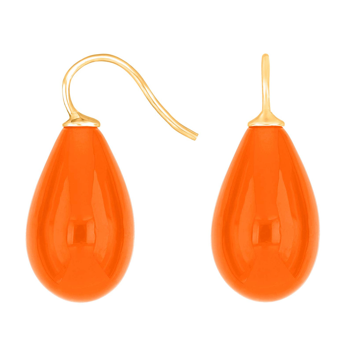 Heide Heinzendorff orange bøhmisk kvartsglasøreringe i forgyldt sølv med dråbeformet kvarts.