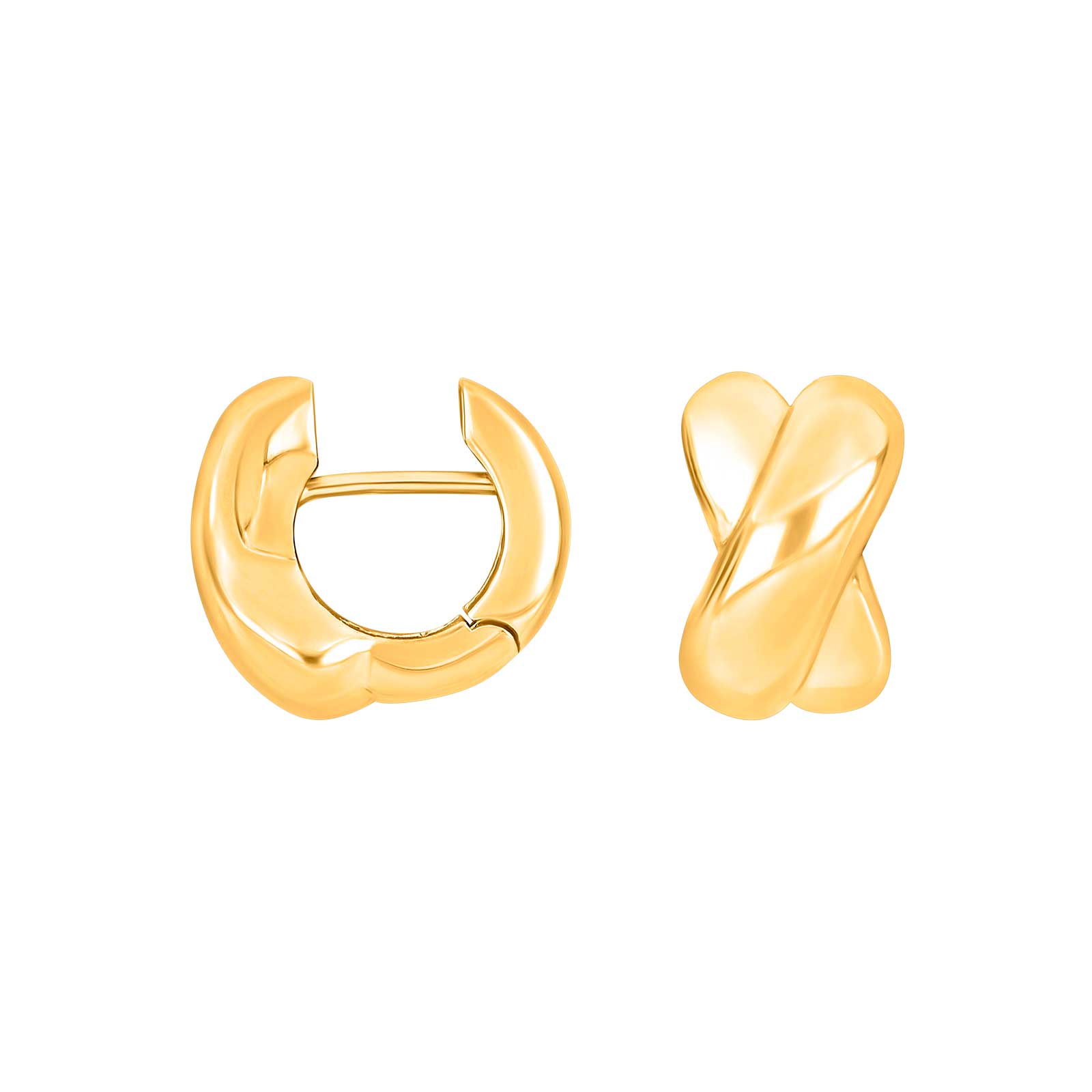 Heide Heinzendorff Mischa system-creoler i forgyldt sølv med blank, snoet overflade.
