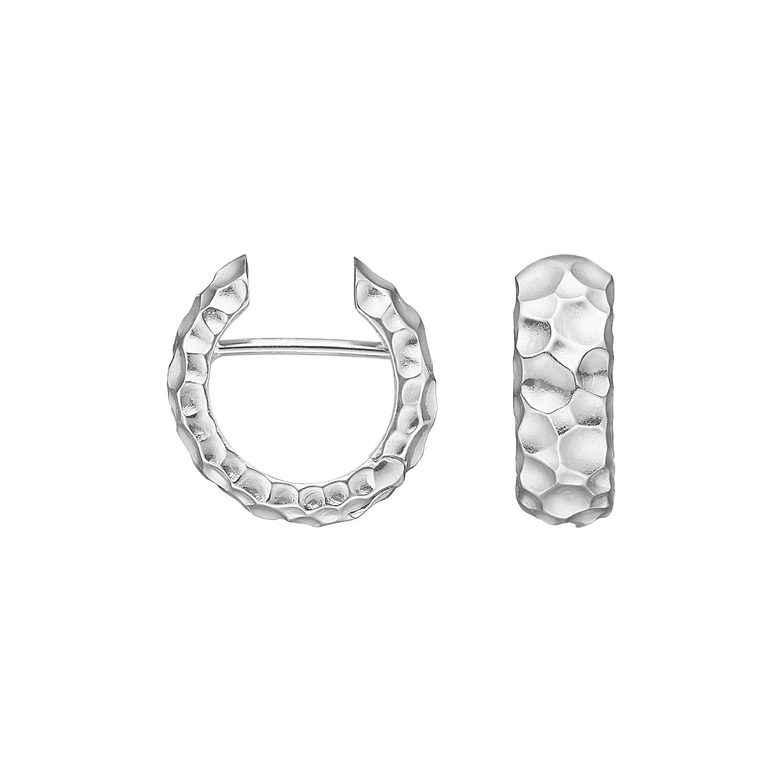 Heide Heinzendorff system-creoler i rhodineret sølv 6x16 mm er et par brede øreringe uden sten i hamret, rhodineret sølv.