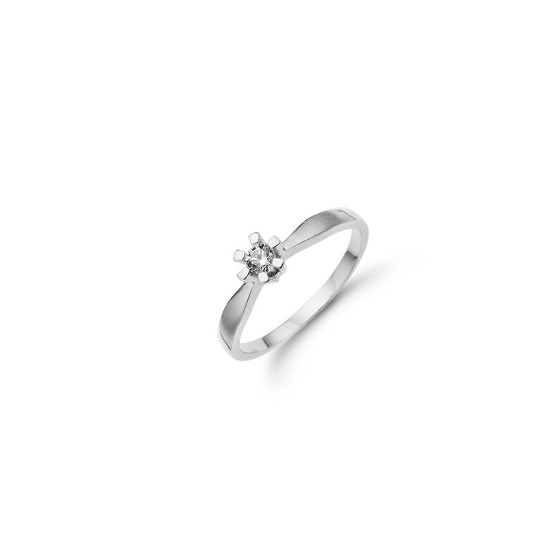 Eternity diamantring i 14 kt hvidguld m 4 grabber og 0,05-0,50 ct