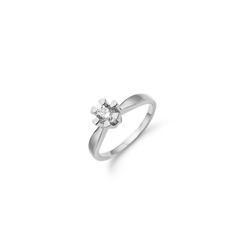 Eternity diamantring i 14 kt hvidguld m 4 grabber og 0,05-0,50 ct
