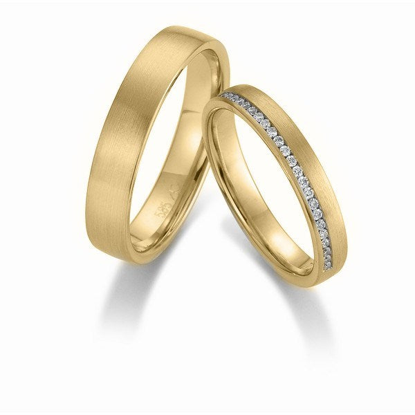 Gerstner vielsesringe i hvidguld med silkemat overflade og 0,14 ct brillanter