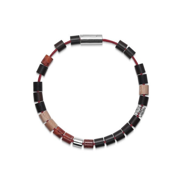 Black Sun MONTANITA BEACH, ECUADOR armbånd i sort nylon og tilhørende perler m. sølvlås