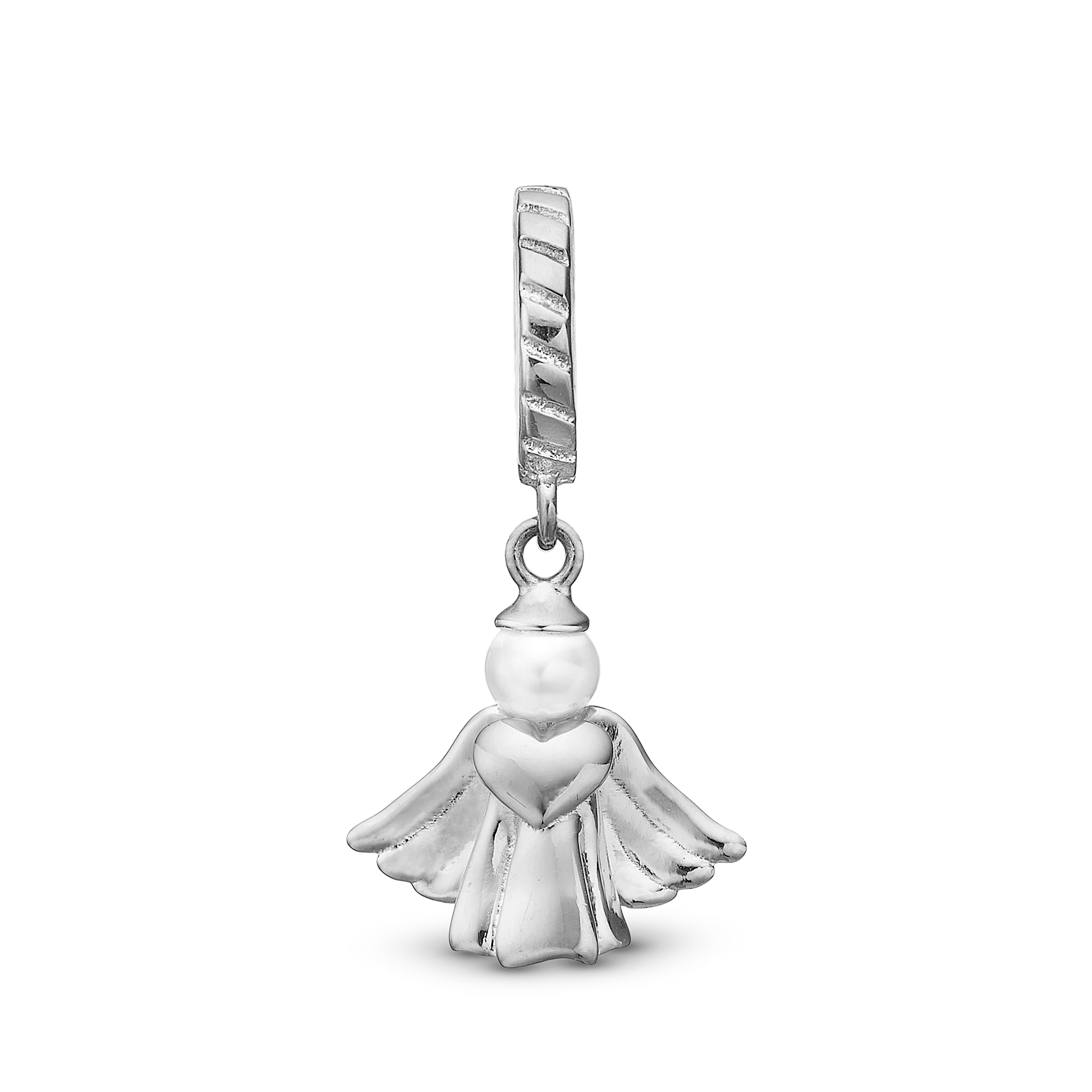 Christina Jewelry & Watches engelcharm i sterlingsølv med hvid perle til læderarmbånd