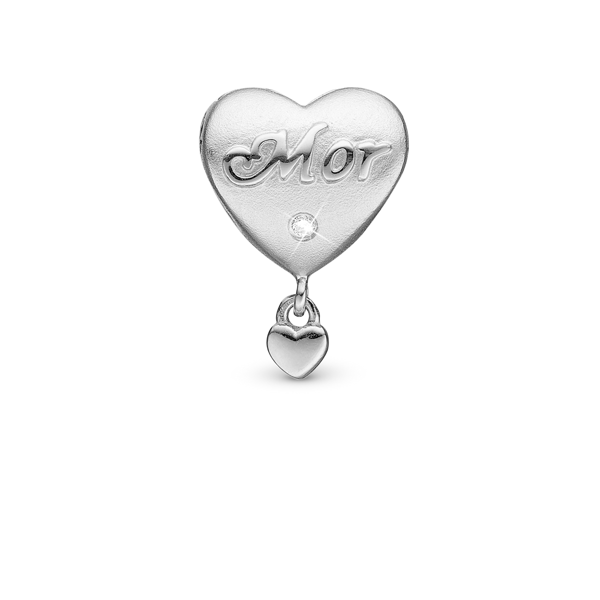 Christina Jewelry Min Mor hjerte-charm i sølv med hvid topas