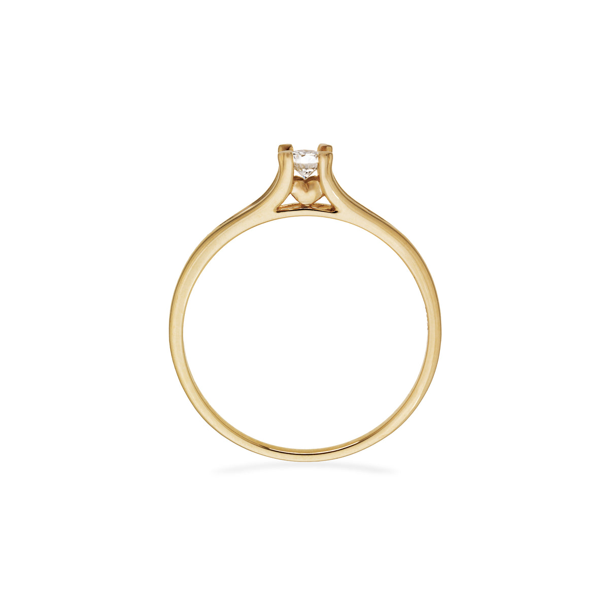 Scrouples ring i 8 kt guld med brillant på 0,10 ct set forfra med hjerte under stenen