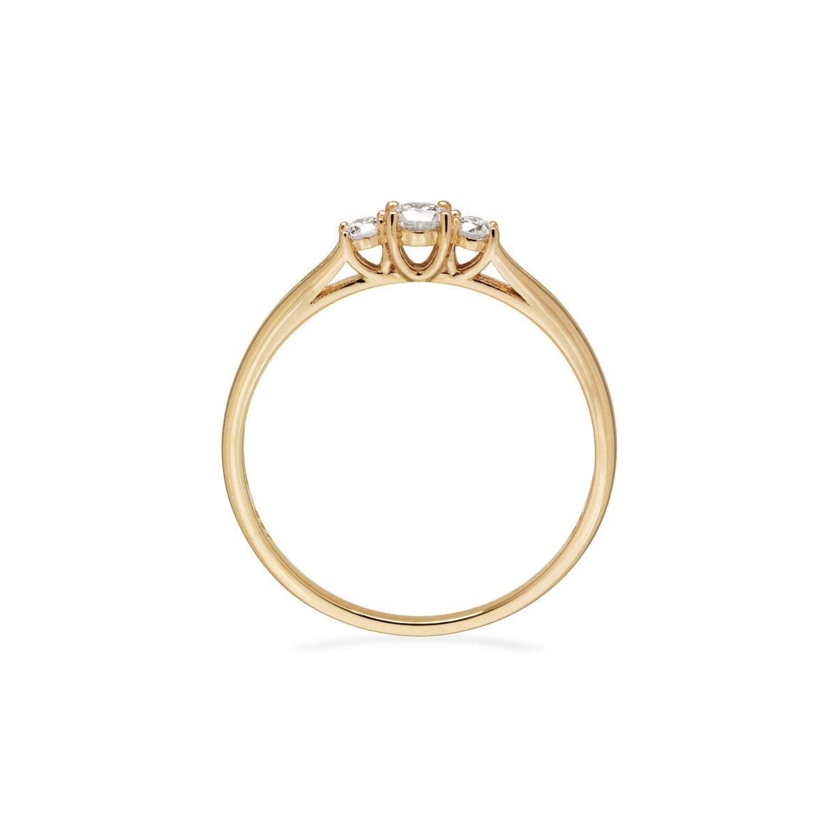 Scrouples ring i 8 kt guld med tre brillanter på 0,17 ct set forfra