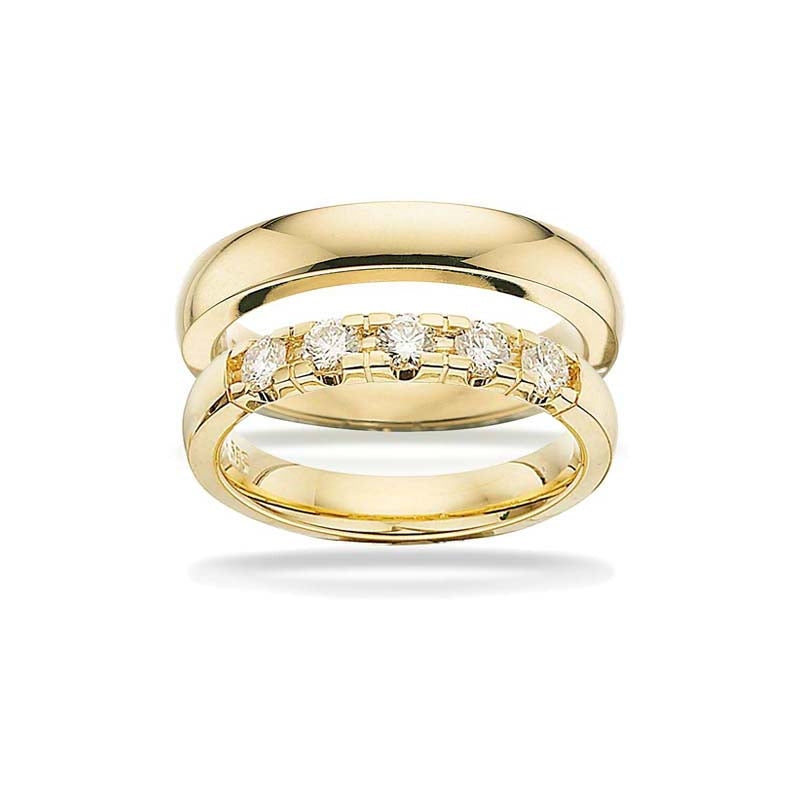 Vielsesringe - Grace guldringe 14 kt i 3,70 mm og 0,11ct vælg antal sten