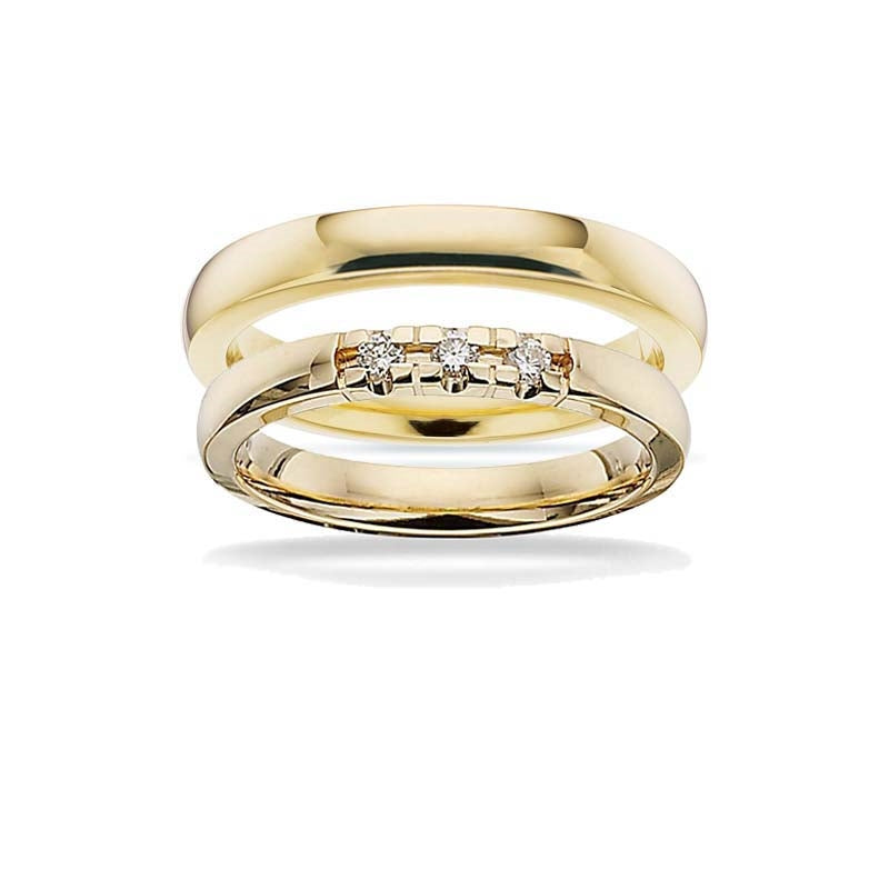 Vielsesringe - Grace ringe 14 kt. i 3 mm m 0,03ct diamant vælg antal sten