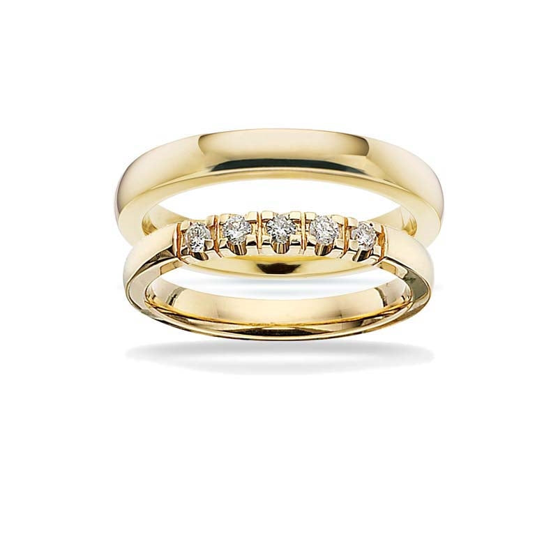 Vielsesringe - Grace ringe 14 kt. i 3 mm m 0,03ct diamant vælg antal sten