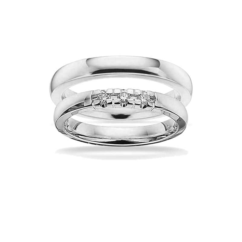 Vielsesringe - Grace hvidguld 14 kt. i 3 mm og 0,03ct. (vælg antal sten)