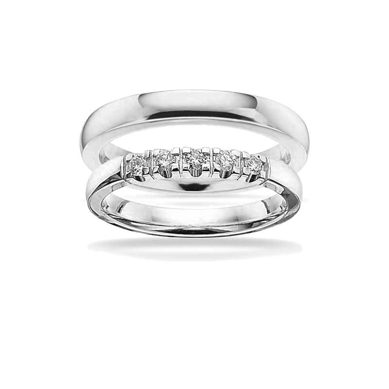 Vielsesringe - Grace hvidguld 14 kt. i 3 mm og 0,03ct. (vælg antal sten)